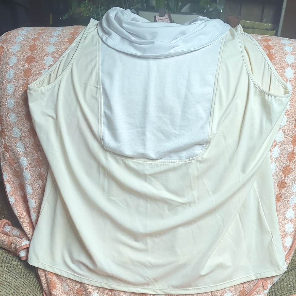 Cream Asymmetrical Sleeveless Tank Top